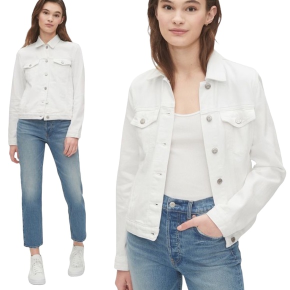 GAP Jackets & Blazers - GAP White Denim 100% Cotton Button Front Jacket S